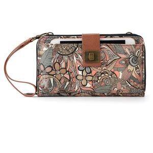 Sakroots Artist Circle Large Smartphone Wristlet Wallet Sienna Spirit Desert
